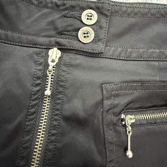 Kenar Skirt Womens 8 Black Goth Flare Retro A-Line Zip Front‎ Pockets Parachute - Picture 4 of 7